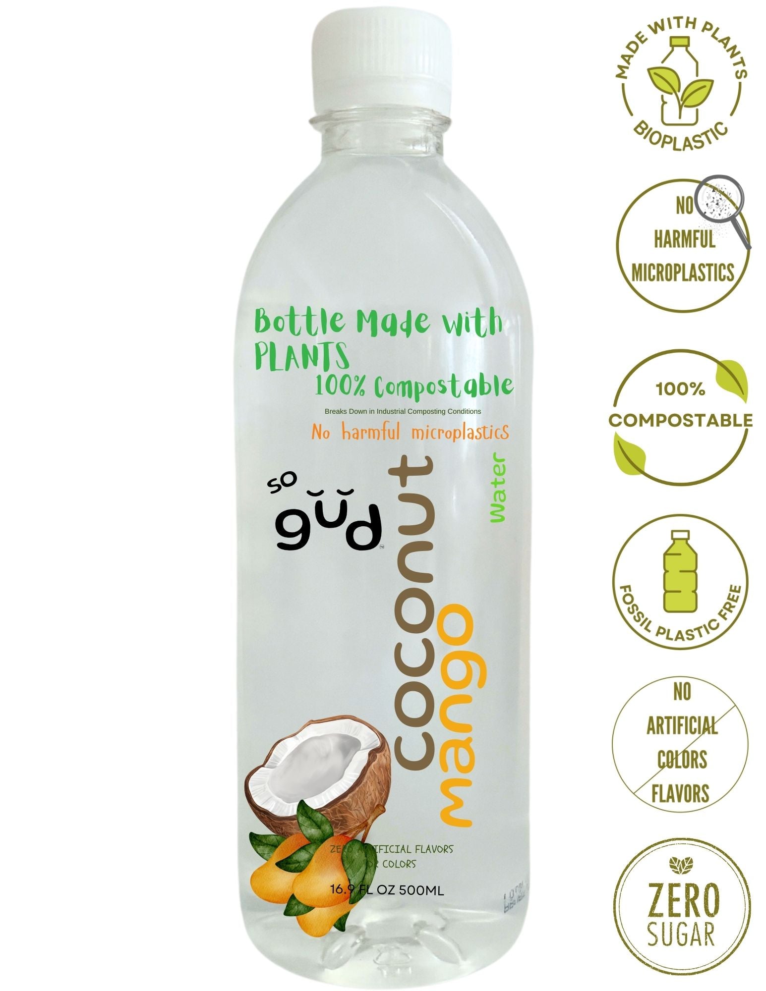 Mango Coconut Infused Water | Compostable Bottle