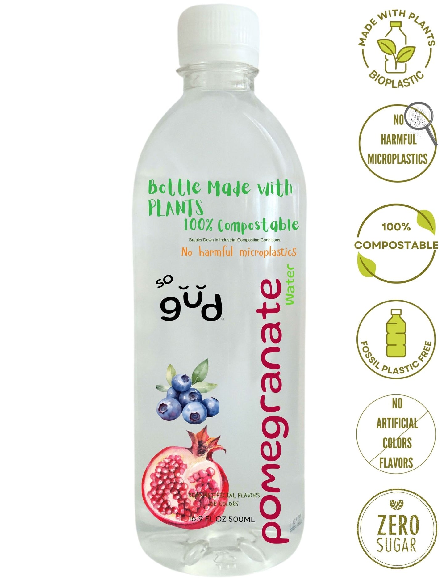 Pomegranate Blueberry Infused Water | Compostable Bottle