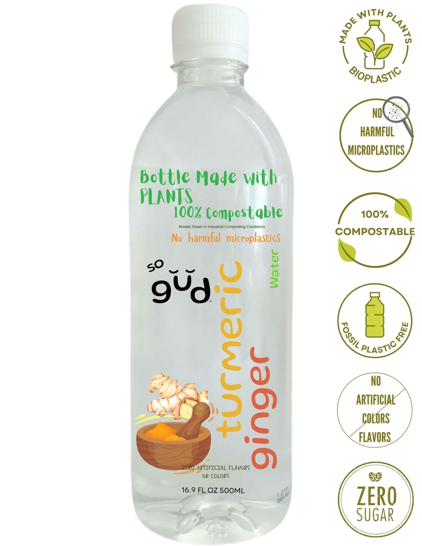 Ginger Turmeric Infused Water | Compostable bottle